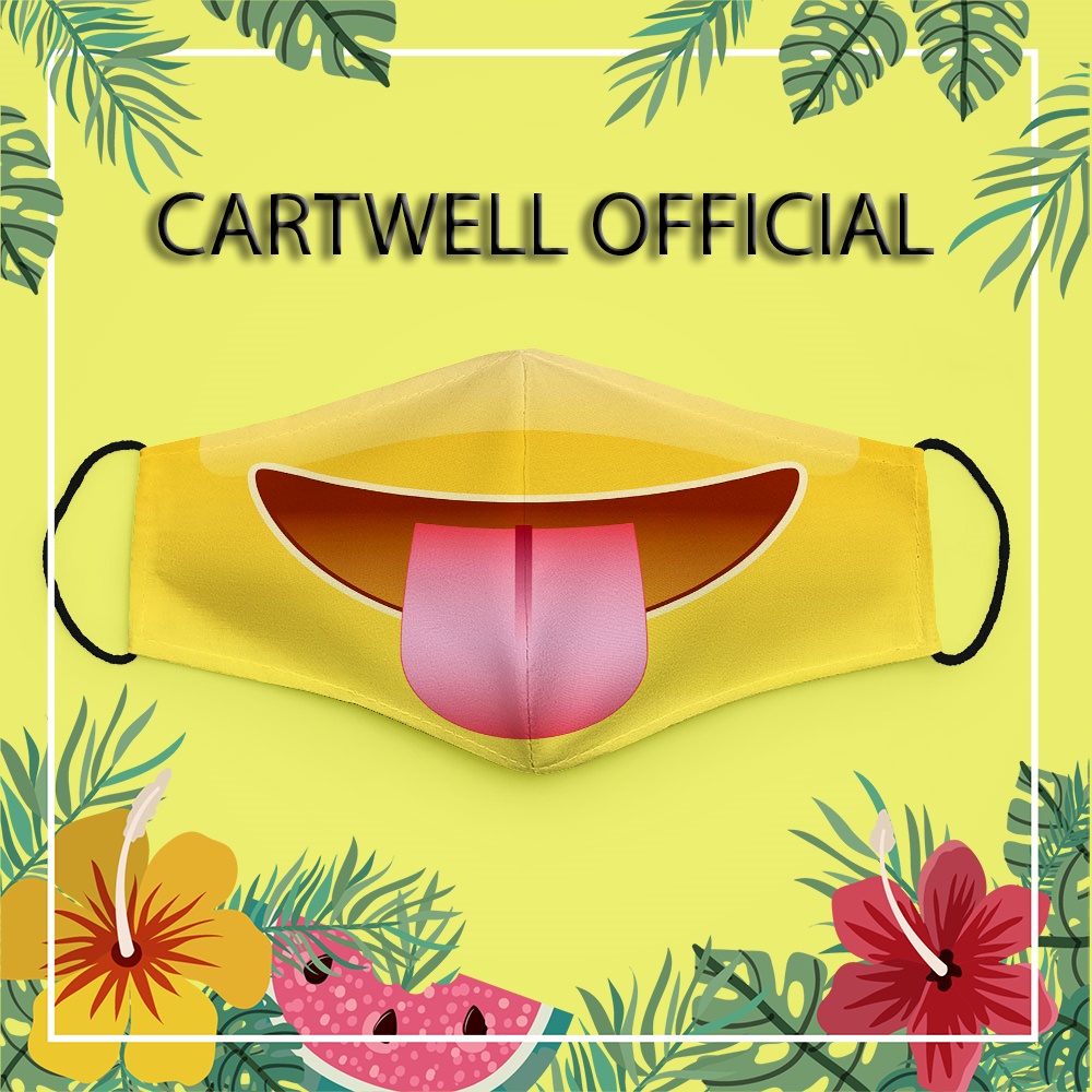 Khẩu trang thú cưng cho bé trẻ em hoạt hình dễ thương cute Mặt Cảm Xúc EMOJIS CARTWELL dành cho nam nữ chất liệu vải mềm