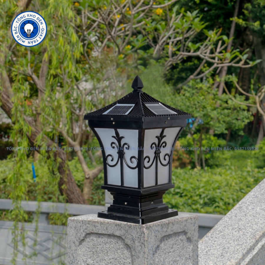 Đèn trụ cổng trang trí sân vườn độc đáo - Chất liệu hợp kim sơn tĩnh điện - BH 24 tháng