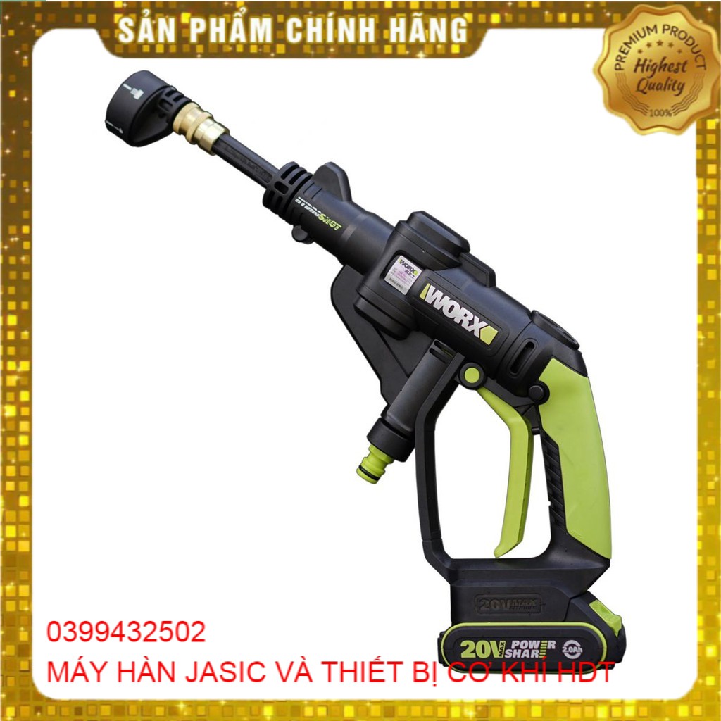 Máy Xịt Rửa Ô Tô Xe Máy Dùng Pin 20V WORX Của Đức Bảo Hàng 6 Tháng