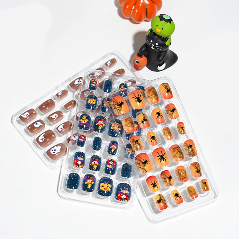 Móng Tay Giả Nhiều Màu Sắc Họa Tiết Halloween Ấn Tượng