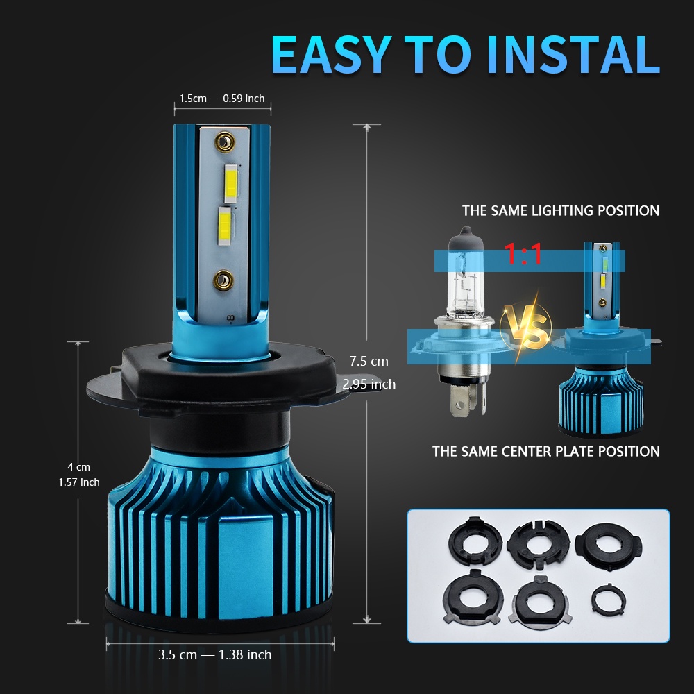 Đèn Pha LED H4 100W 10000LM 6000K IP68 Chuyên Dụng Cho Xe Mô Tô