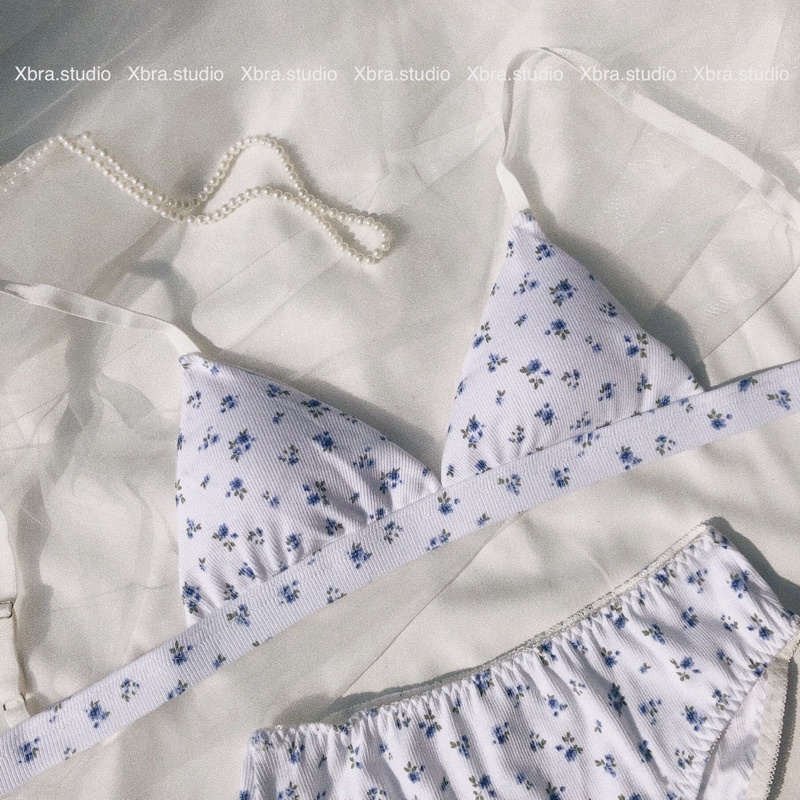 Set bralette thun tăm hoa nhí xinh xắn ( TẶNG KÈM MÚT)