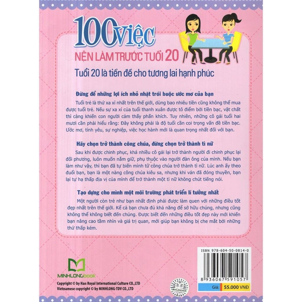 Sách - 100 Việc Nên Làm Trước Tuổi 20 - Bạn Cô Gái 20 Tuổi Cần Làm Gì Để Có Được Cuộc Sống Hạnh Phúc?