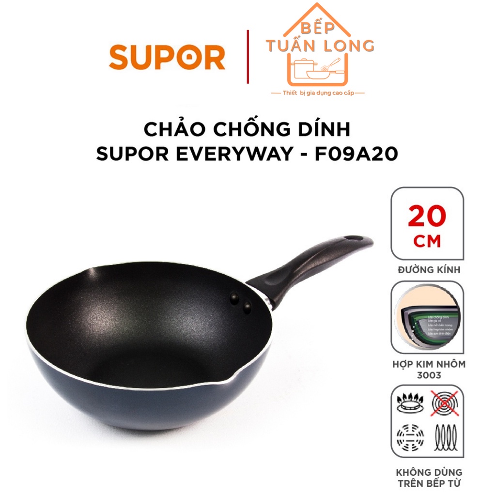 Chảo Sâu Lòng Chống Dính Supor F09A20 -20cm Size 20cm – Hàng Chính Hãng