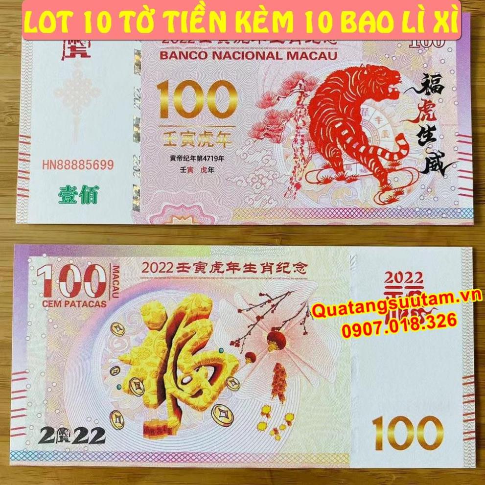[RƯỚC LỘC] Tiền 100 Dola Macao Con Hổ lì xì Tết_Combo 10 tờ, Quà Tết 2022
