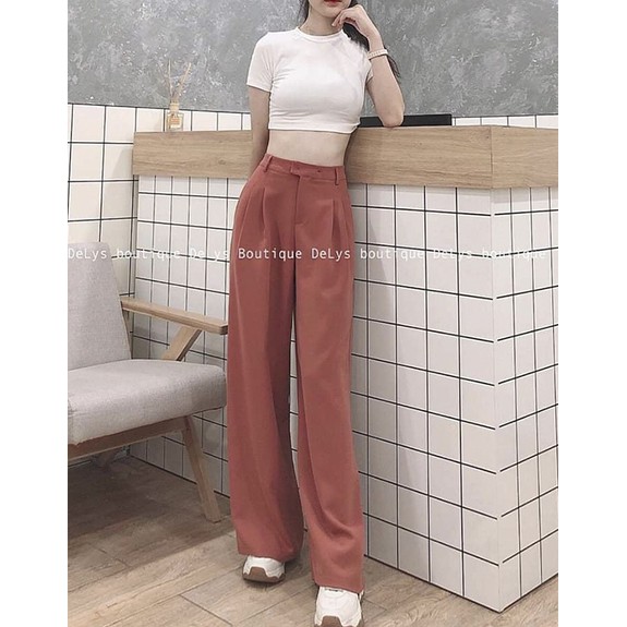 Quần suông ống rộng nữ Delys quần ống rộng nữ lưng cao dáng xuông | BigBuy360 - bigbuy360.vn