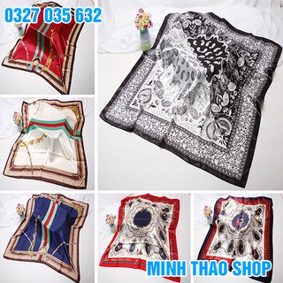 Khăn Turban Headband Bandana Lụa Satin Vuông 90x90 cm Quàng Cổ, Buộc Tóc, Đội Đầu, Làm Áo Thời Trang