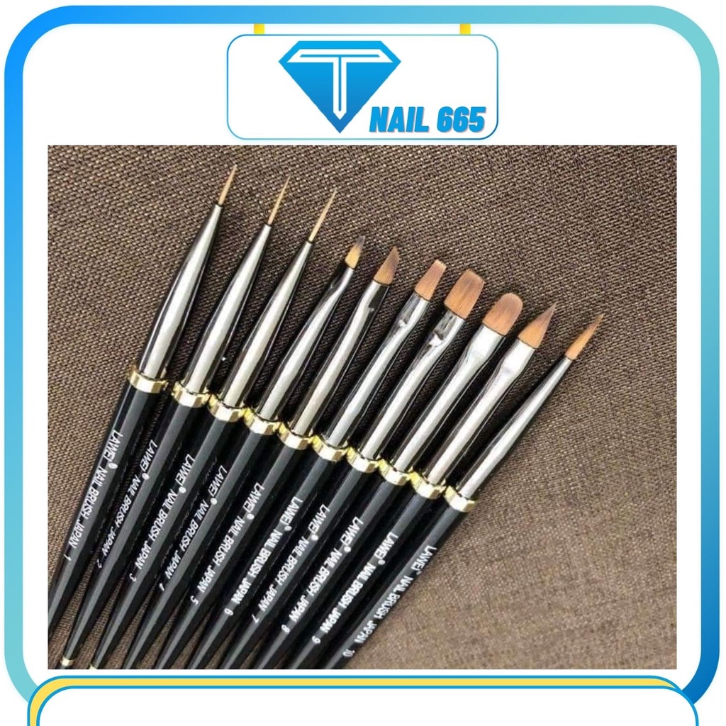 Cọ vẽ nail trang trí móng tay , Bộ cọ LAWEI nhật bản 10 cây vẽ hoa đắp gel ,nét ,tròn bản