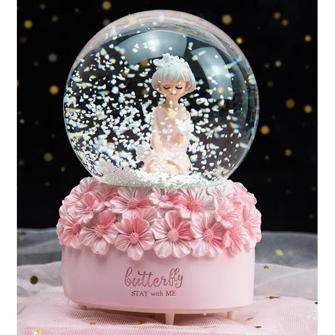 Quả Cầu Tuyết Nhiều Mẫu: Cây Hồng, Elsa, Doreamon Có Hộp Phát Nhạc Và Đèn Phát Sáng Xinh Xắn (Hàng đẹp)