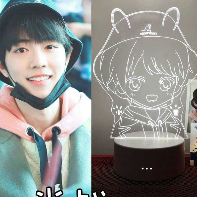 Đèn ngủ 3d đế đổi 16 màu Tiêu Chiến Trần Tình Lệnh Ngụy Vô Tiện để bàn trang trí quà tặng đáng yêu dễ thương hình chibi