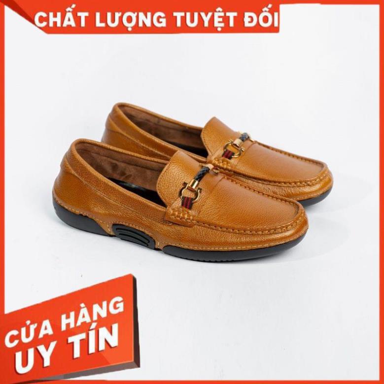 Giày Da Bò VN Màu Nâu Đai Khóa L016- Đồ Da Duvis - Xưởng Da Bò Chu Hải Nam