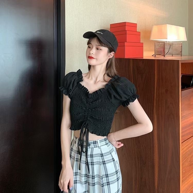 Áo Trễ Vai Croptop Tay Ngắn Bèo Có Dây Dút Ngực Dễ Thương A2751