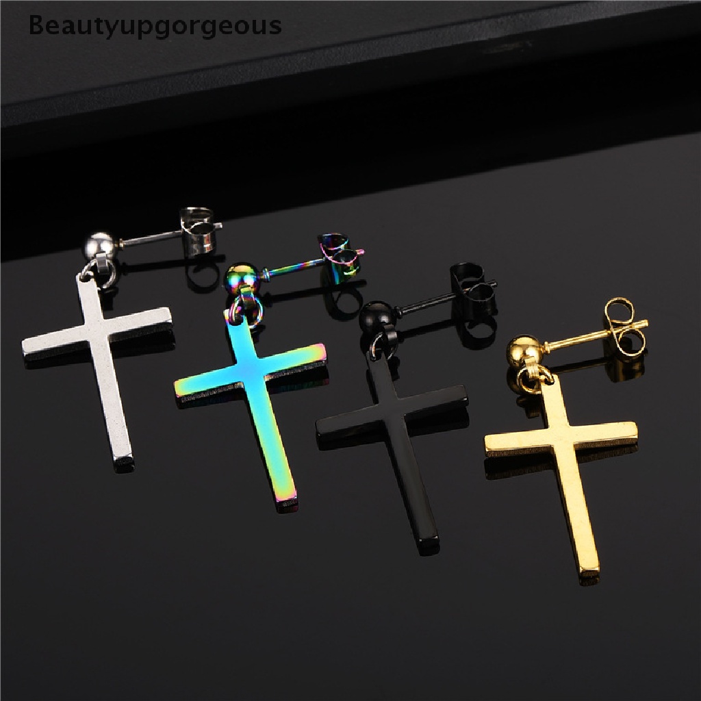 Đẹp Mắt|Khuyên Tai Dáng Dài Màu Đen Hình Thánh Giá Phong Cách Punk Cá Tính Cho Nam Nữ