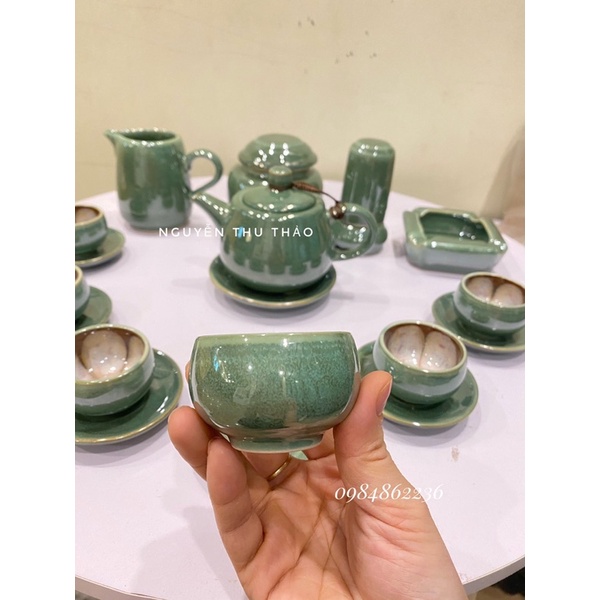 Bộ ấm chén Bát Tràng men hoả biến thiên thanh - Bộ trà Bát Tràng- GỐM BÁT TRÀNG