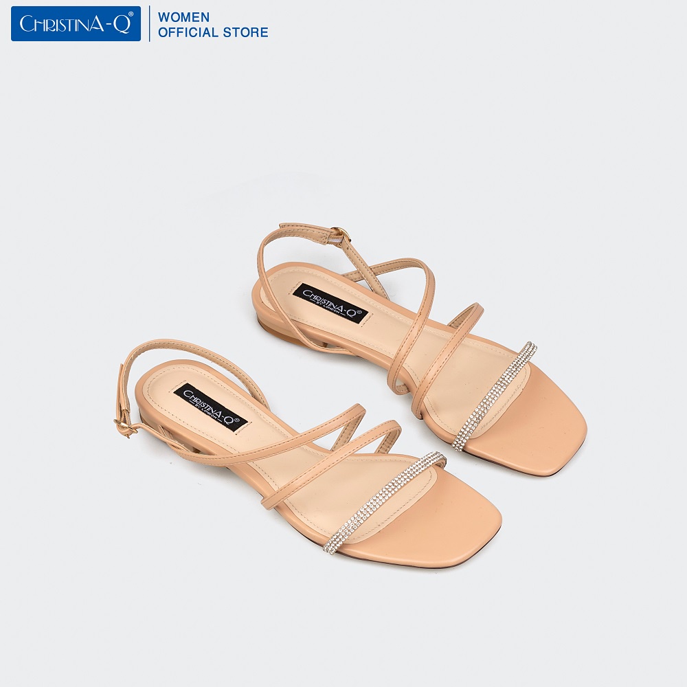Giày sandals nữ dép sandals quai mảnh đế bệt ChristinA-Q XDB087