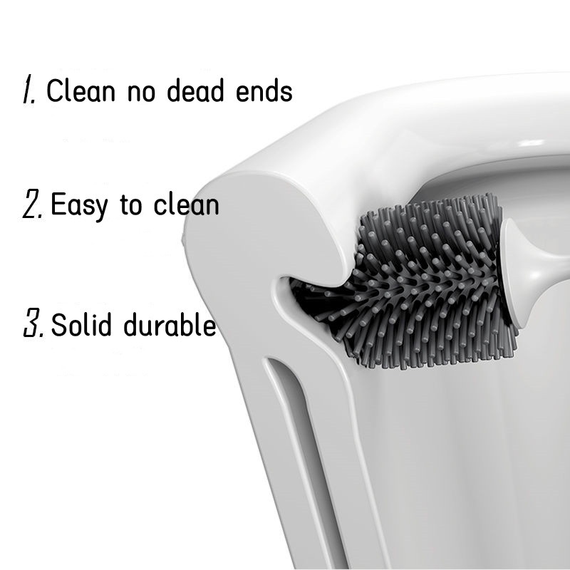 Bộ Bàn Chải Chà Toilet Đầu Tròn Kèm Giá Đỡ Cán Dài Tiện Dụng