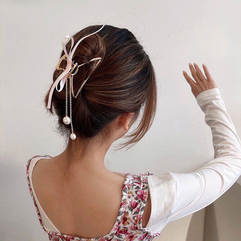 Kẹp Tóc Đính Nơ Và Ngọc Trai Thời Trang Dành Cho Nữ