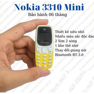 Điện thoại Nokia mini 3310 2 sim 2 sóng cực khỏe, giả giọng, nghe nhạc mp3
