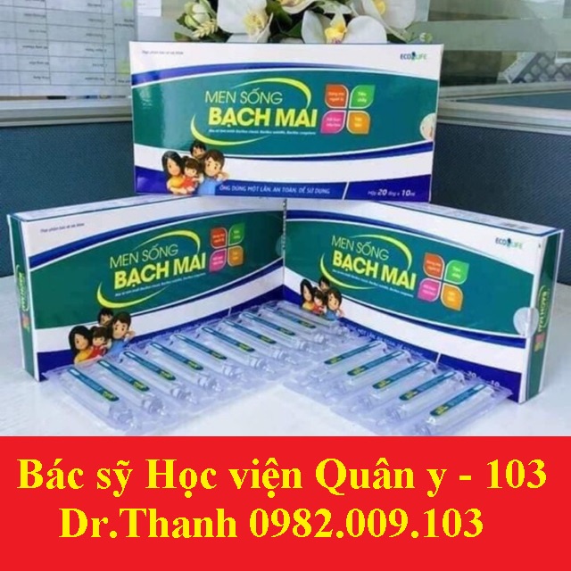 Men sống bạch mai hộp 20 ống (dùng cho trẻ táo bón,tiêu chảy,rối loạn tiêu hóa, kém ăn chậm lớn)