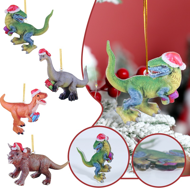 Phụ Kiện Treo Trang Trí Cây Thông Giáng Sinh Hình Khủng Long Hoạt Hình Bằng Acrylic Sáng Tạo Mẫu 2024
