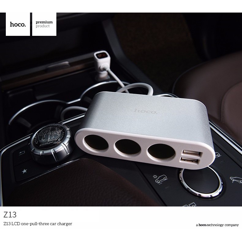 Bộ Chia Tẩu Sạc Ô Tô Hoco Z13 3 Tẩu Sạc, 2 Cổng Sạc USB - BH 1 Năm | Sạc xe hơi | Bộ chia tẩu sạc - Hưng Long PC