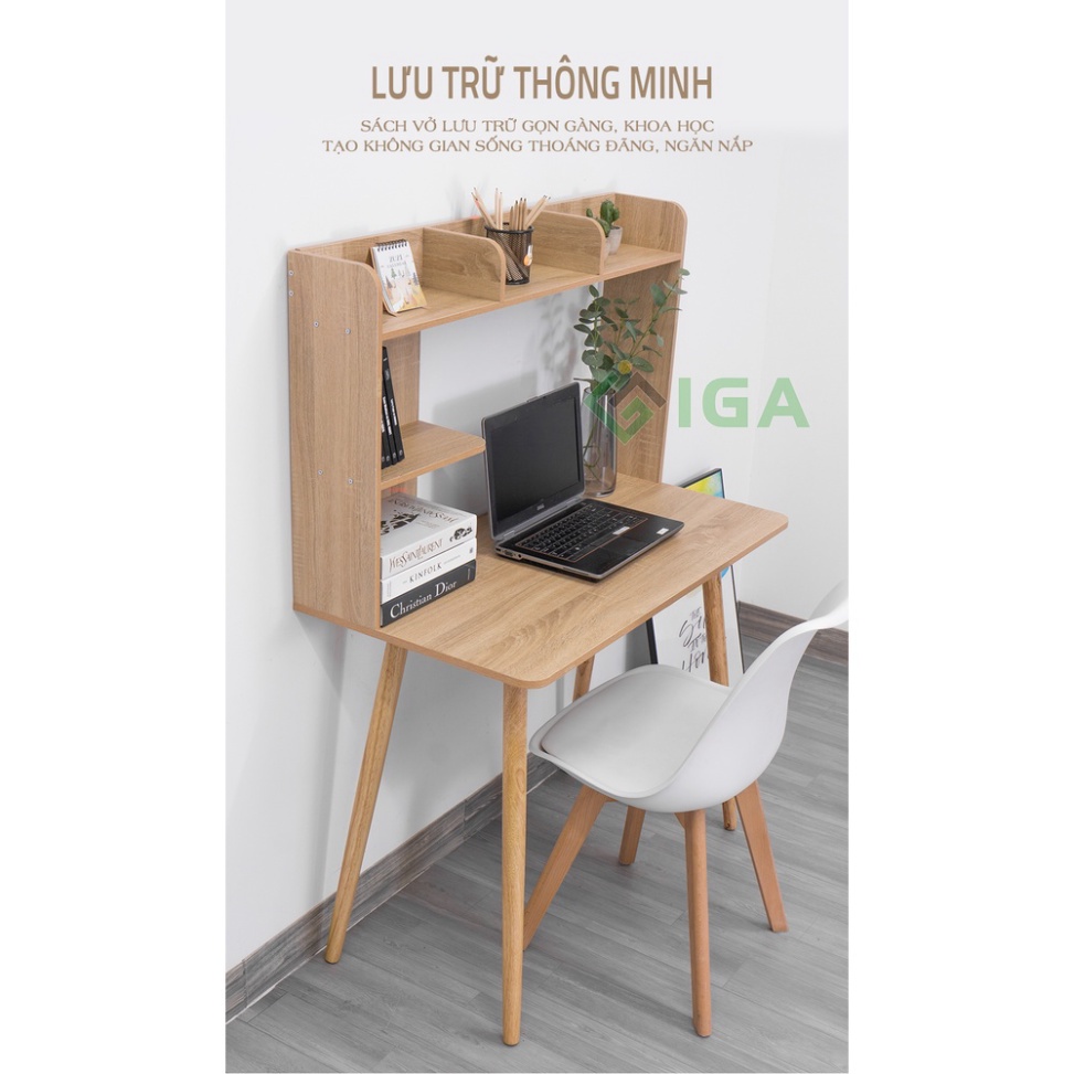 [Mã LIFEBKA5 giảm 10% tối đa 1 Triệu đơn 500k] Bàn làm việc kèm giá sách tiện dụng phong cách Nordic - GP149