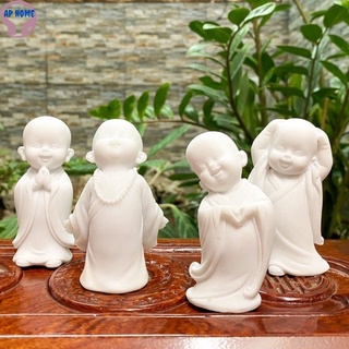 Bộ tượng chú tiểu chất liệu đá An yên Tam không Tự tại Yêu đời