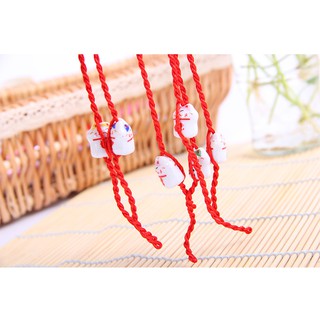 Combo 2 vòng tay, 3 vòng và 5 vòng mèo gốm may mắn sợi chỉ đỏ