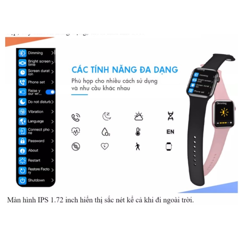 Đồng Hồ Thông Minh  Mới HW16 Iwo Màn Hình 1.72 Inch Cuộc Gọi Bluetooth Theo Dõi Sức Khỏe