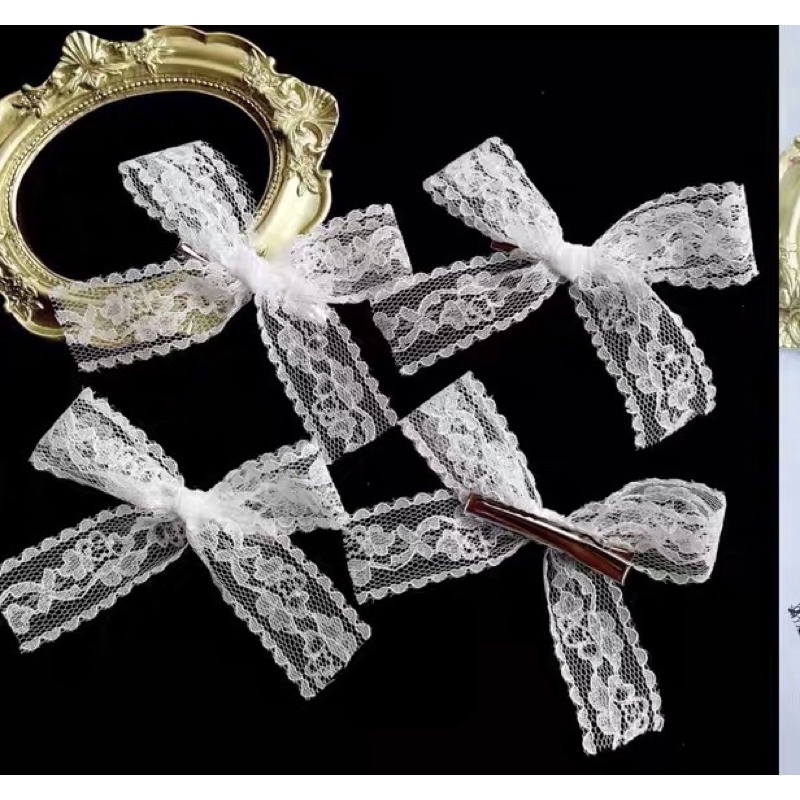 Kẹp nơ ren nhỏ tiểu thư