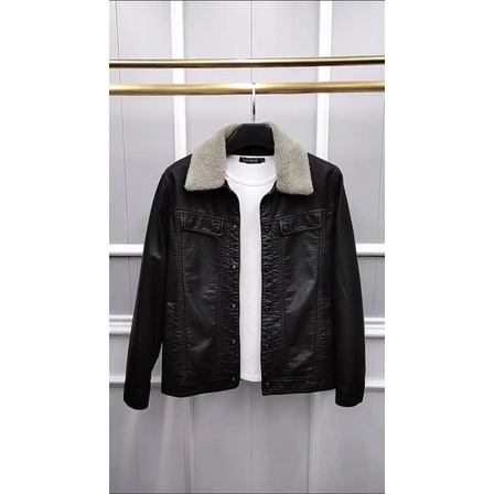 Áo Khoác da nam Cổ Lông lót lông mẫu mới nhất năm nay