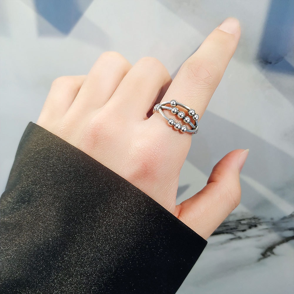 Nhẫn Hở Ba Lớp Hình Thánh Giá Phong Cách Retro Đơn Giản Thời Trang Dành Cho Nữ