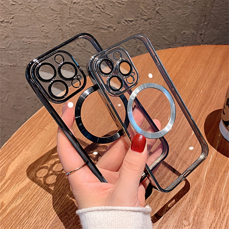 Ốp Điện Thoại Silicon Mềm Trong Suốt Mạ Viền Sang Trọng Dành Cho iPhone 14 13 12 Pro Max 14 Plus