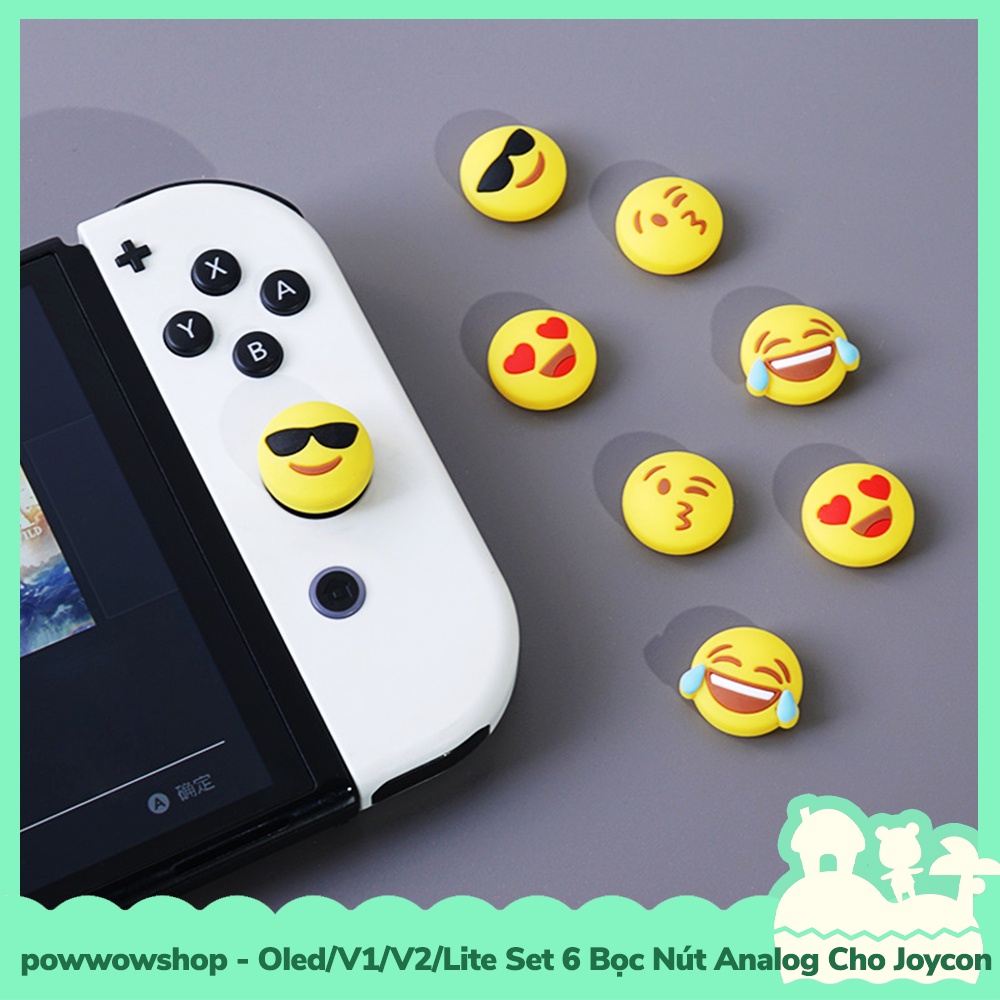 [Sẵn VN - Hỏa Tốc] Oled/V1/V2/Lite Set 6 Bọc Nút Analog Joycon Cho Máy Game Cầm Tay Nintendo Switch Emotional Funny