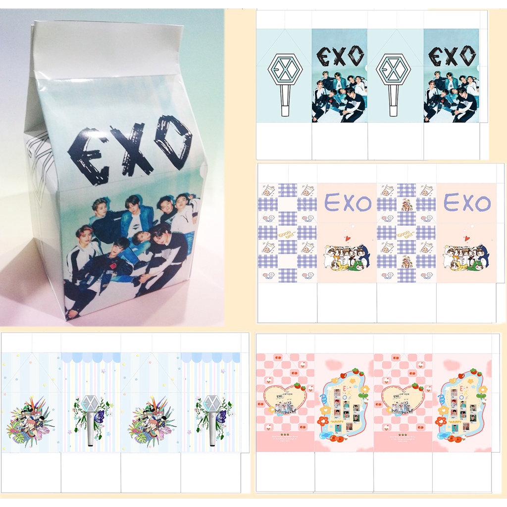 Hộp quà exo HQSI25 hộp quà hộp sữa cute hộp dễ thương hoạt hình kpop 18*10*10cm