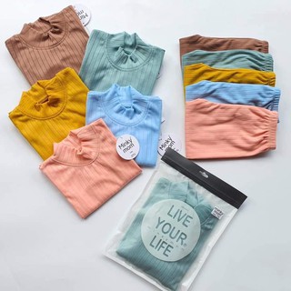 Bộ dài tay cho bé, Bộ len gân Minky Mom cổ 3cm cho mua thu đồng, có màu bé trai, bé gái 8-20kg
