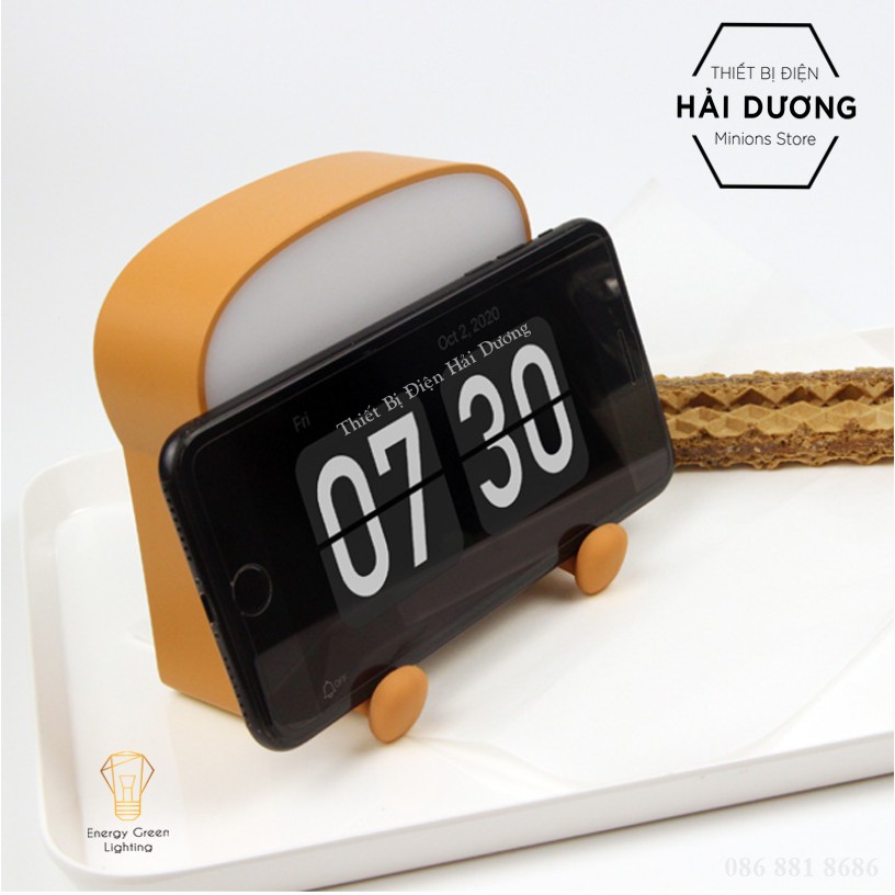 Đèn Ngủ Cạnh Giường Hình Bánh Mì Hoạt Hình Dễ Thương - Pin Sạc Tích Điện - Có giá Đỡ Điện Thoại - 3 Mẫu - Bảo Hành 1 Năm