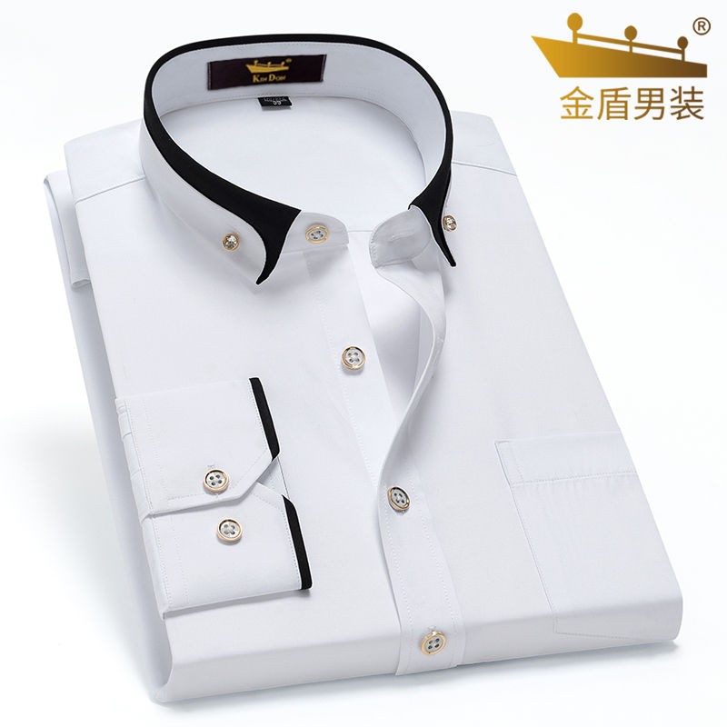 【Non-iron shirt】Men Formal Button Smart Casual Plus Size Long Sleeve Slim Fit Men's business white shirt long sleeve high grade bottom coat men's trend handsome no iron