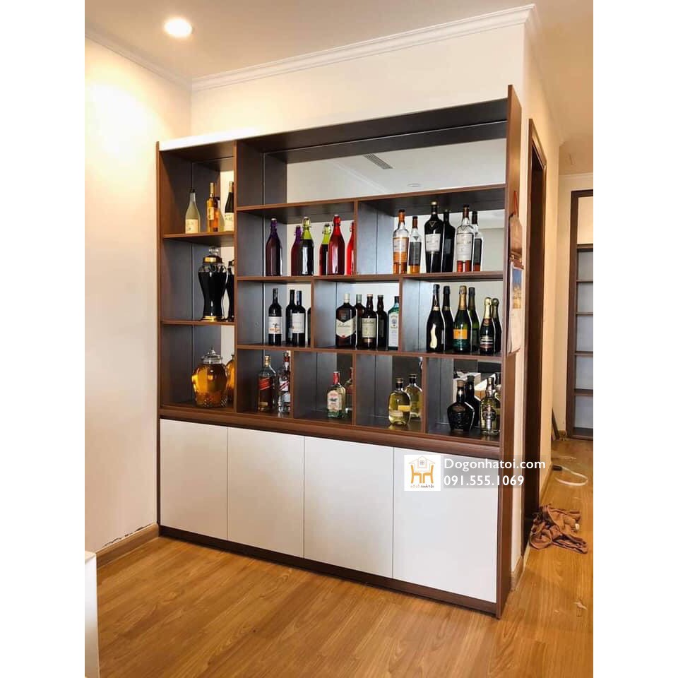 Kệ trưng bày - tủ rượu - vách ngăn phòng khách và bếp TR610- (C2m x N1M8) - Đồ Gỗ Nhà Tôi