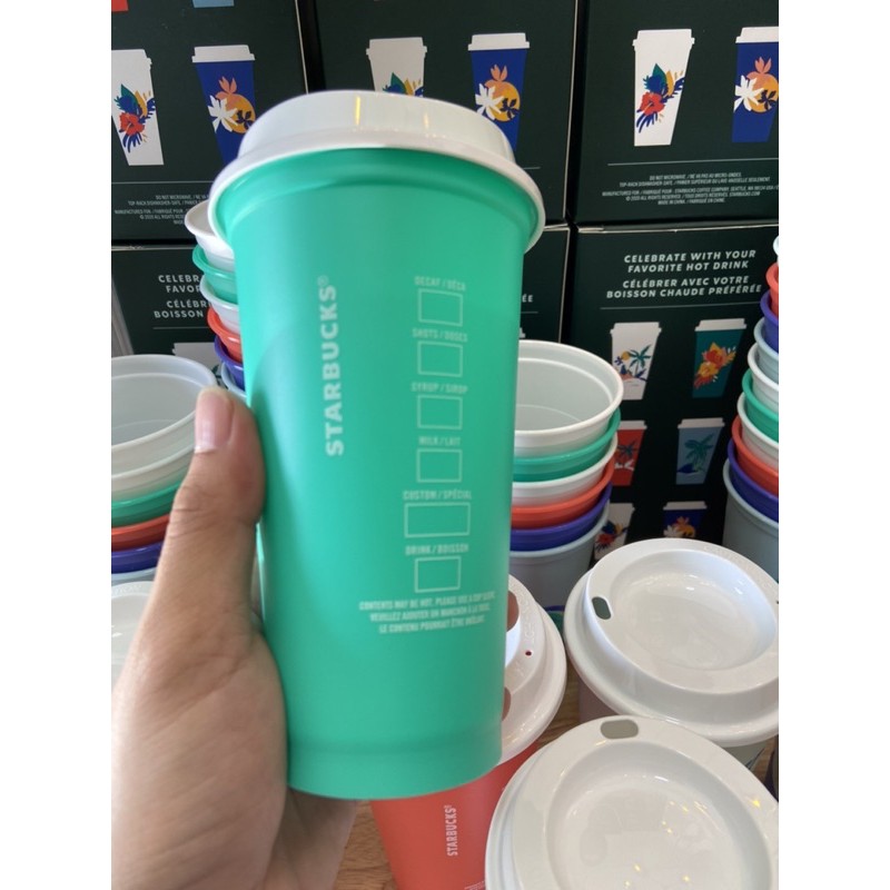 SALE thanh lý Ly nhựa cứng cao cấp Starbuck USA - Hot Cup 6 màu chuyên đựng thức uống nóng