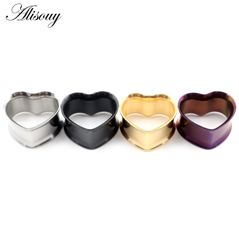 Alisouy Set 2 Khuyên Nong Tai Hình Trái Tim Bằng Thép Không Gỉ 8mm-30mm 316l