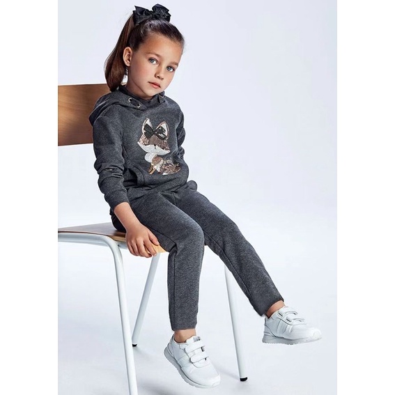 B511 - Bộ nỉ áo hoodie mèo quý tộc sequin bé gái