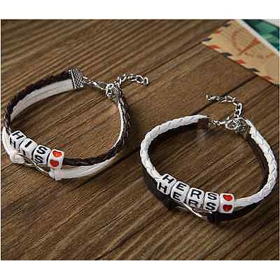 Vòng Tay Đính Hạt Chữ His / Hers Cho Cặp Đôi