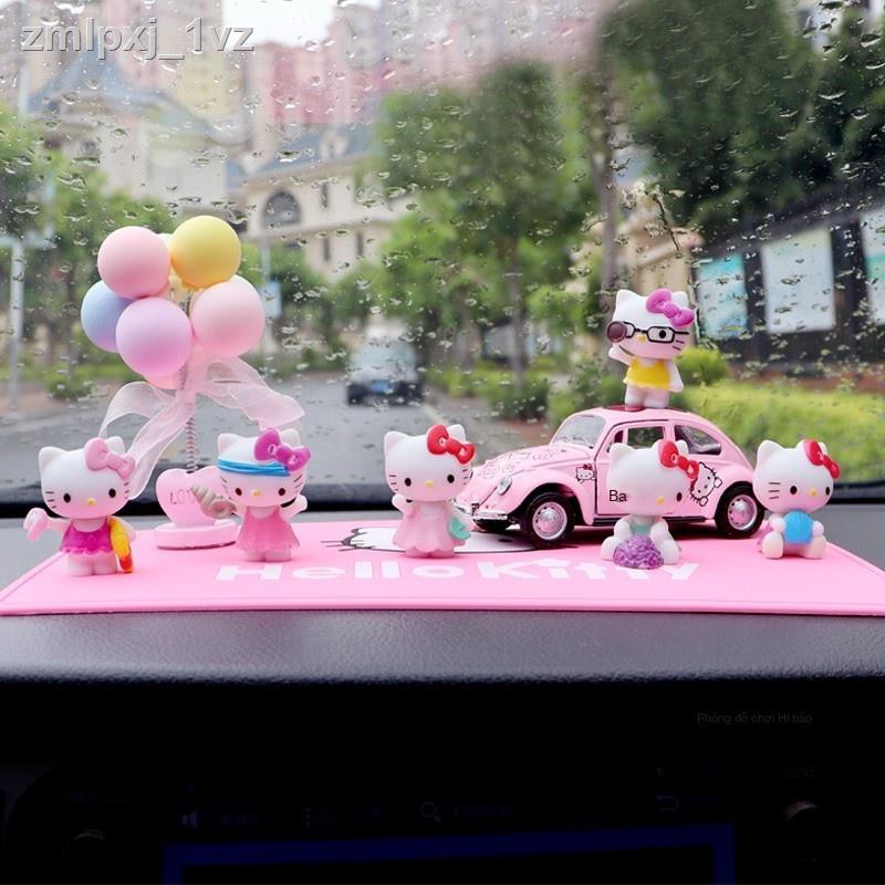 ✵□Đồ trang trí trên ô tô KT Hello Kitty búp bê lắc đầu trong hoạt hình dễ thương nữ thần bảng điều khiển trung tâm cùng