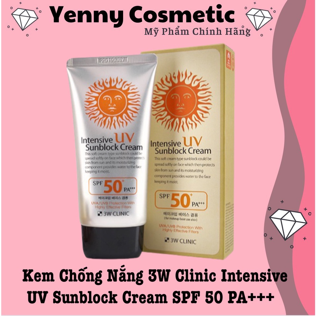 Kem chống nắng 3w Clinic Intensive UV Sunblock Cream SPF 50 PA+++