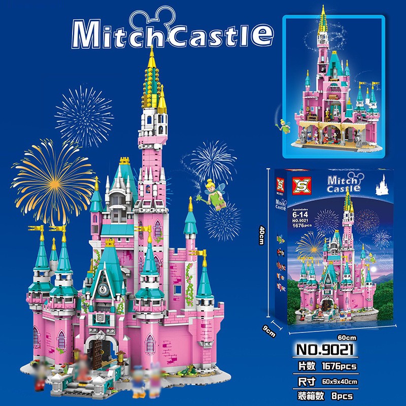 [Ảnh thật] Lắp ráp xếp hình Lego Friend SX 9021 : Thiên đường Lâu đài Hồng của Mickey Pink Castle Paradise 1676 mảnh