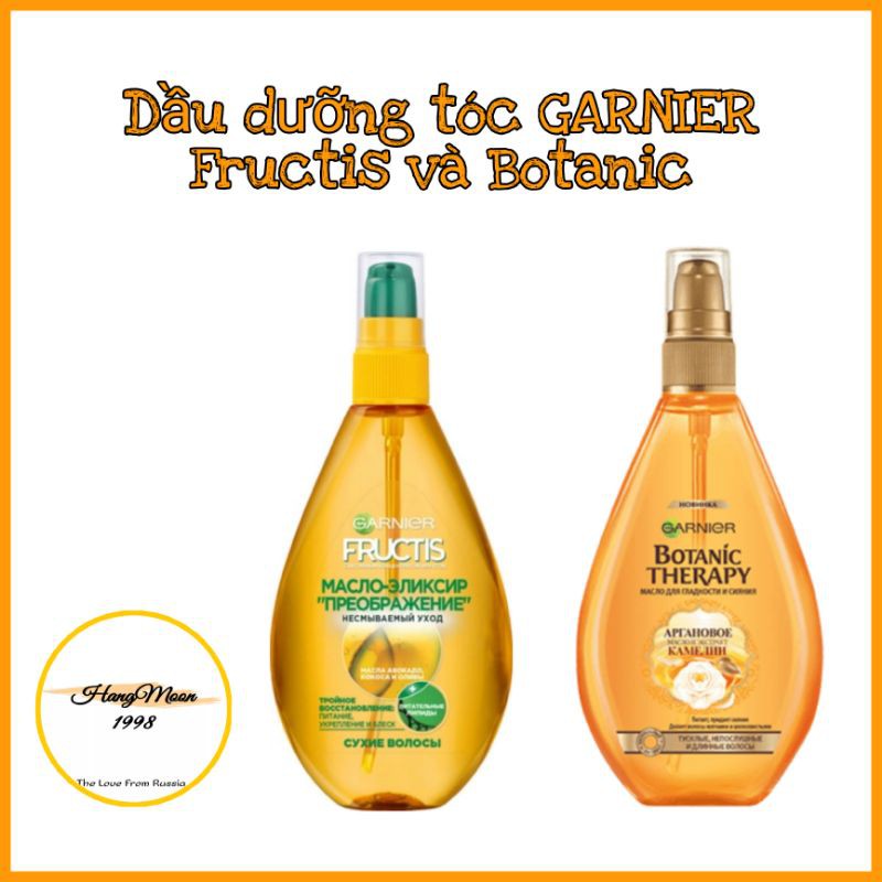 Dầu dưỡng tóc Garnier Fructis và Botanic Argan hoa trà