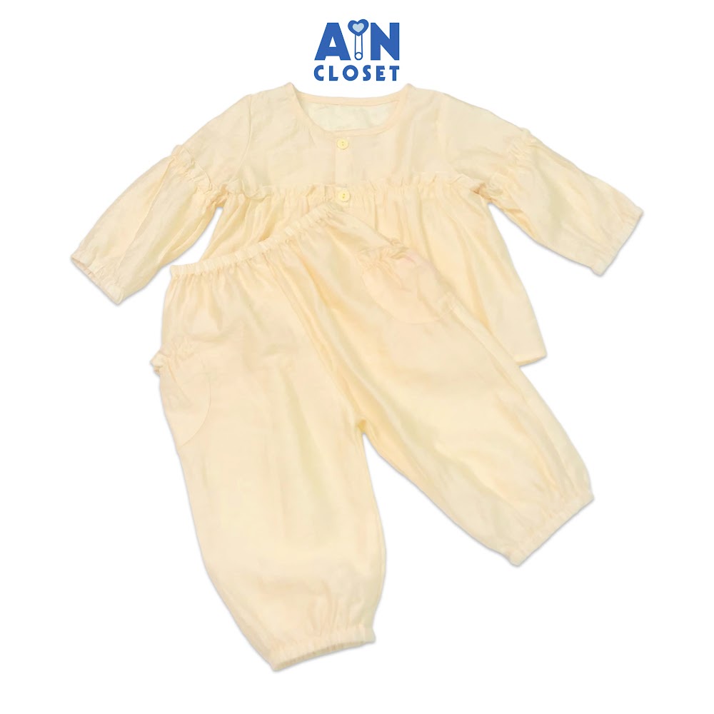 Bộ quần áo dài bé gái Vàng trơn bóng boi tơ - AICDBGI0VAXL - AIN Closet
