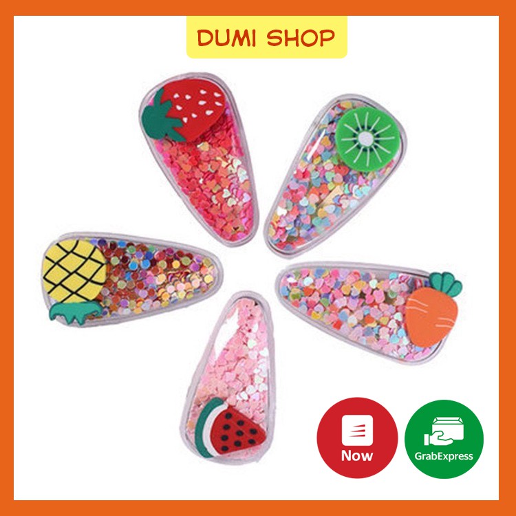 Set 5 kẹp tóc mái kim tuyến họa tiết trái cây dễ thương - Dumi Shop