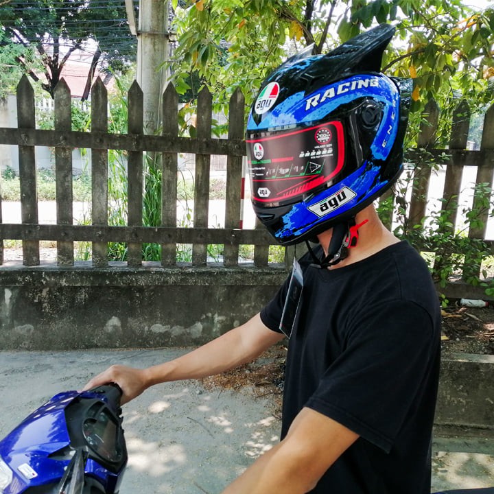 Nón Phượt Fullface Agu Racing Xanh Dương